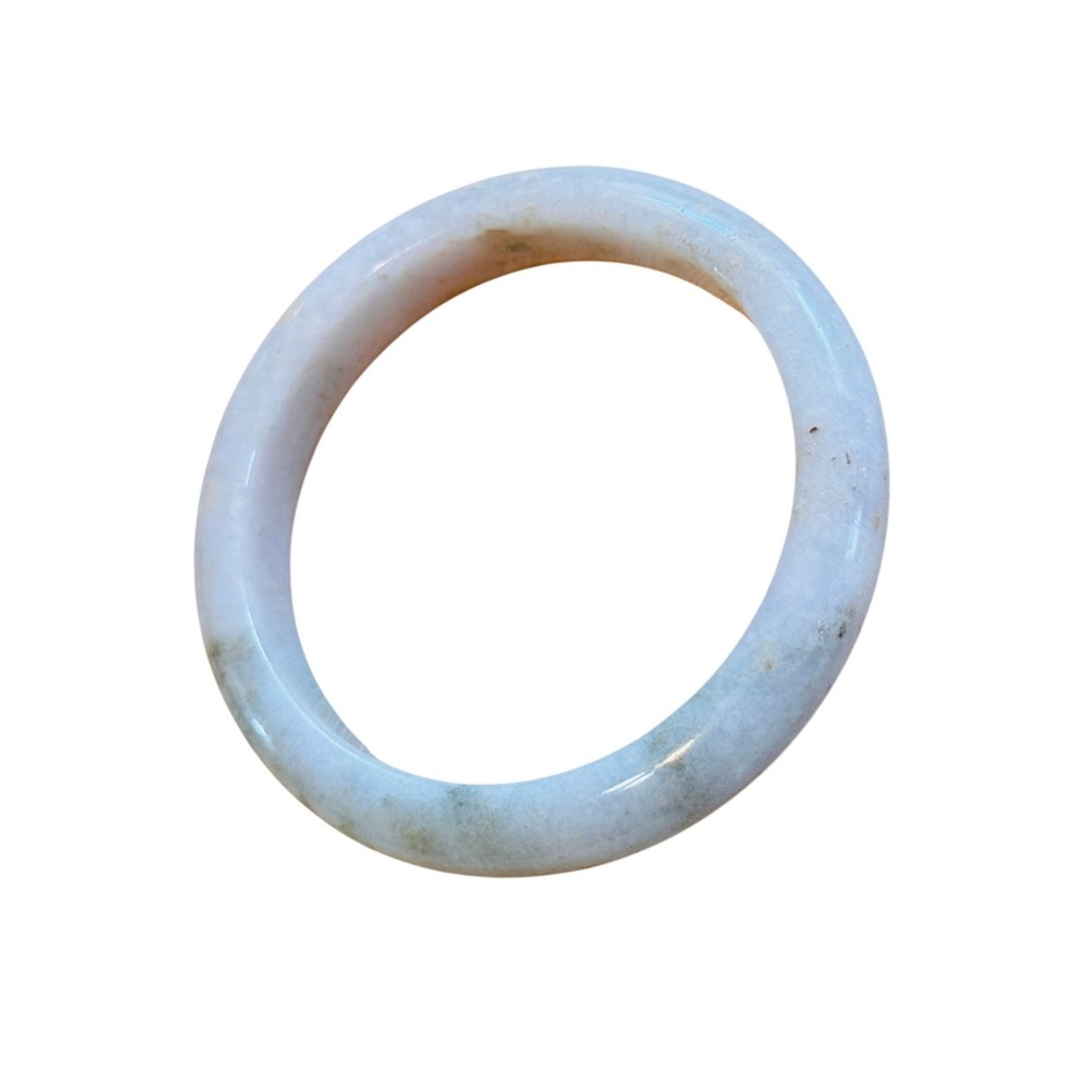 VTG Icy White Green Jade Jadeite Bracelet Bangle Natural Stone Burma Round 45g